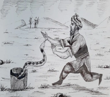 Greedy man and snake